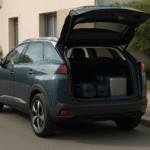Banquette arrière rabattue dans le coffre spacieux d’un SUV compact.