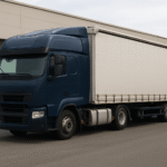 Camion porteur sans remorque observé dans un espace d’apprentissage routier.