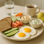 Tartine de houmous, concombre et tomates sur pain complet